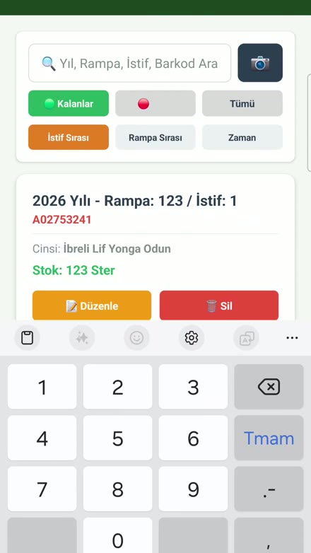 OTS istif yönetimi ekranı